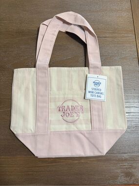 Trader Joe’s Pink Striped Mini Canvas Tote Bag